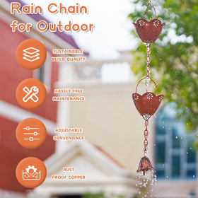 giole rain chain bell pendant adds a pleasant wind chime effect