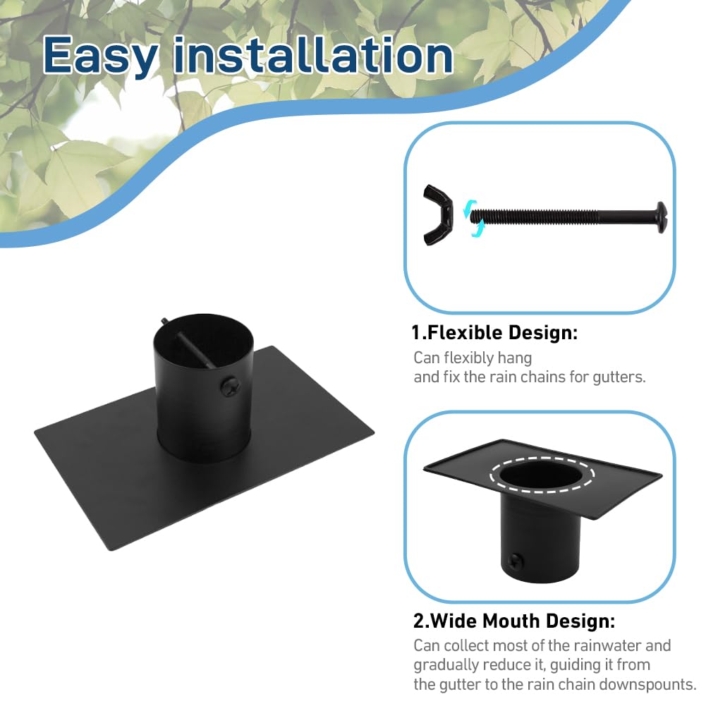 Giole Rain Chain Gutter Adapter threaded into a gutter hole for easy setup.