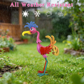 giole rooster statue garden decor showcases vibrant finish for year-round charm