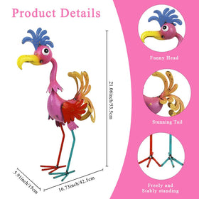 giole rooster statue side view highlights durable metal for outdoor decor