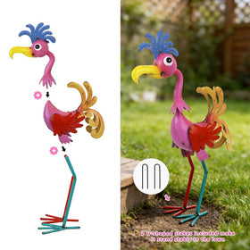 giole rooster statue yard art enhances porch or bed borders with whimsy