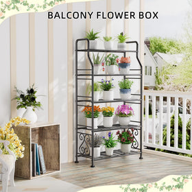 GIOTORENT black display shelf suits patios, living rooms, and offices.