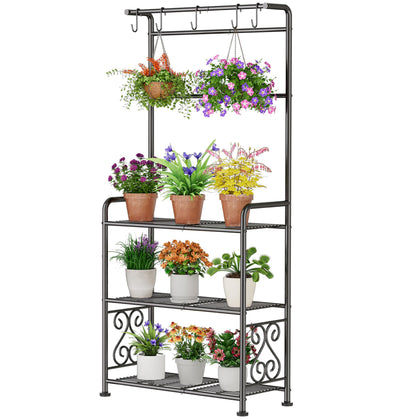 GIOTORENT plant stand fully assembled with three tiers for versatile indoor and outdoor use.