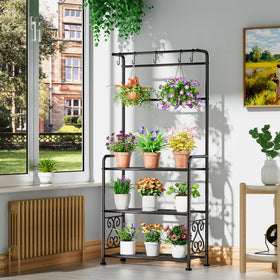 GIOTORENT plant stand shows large capacity for multiple pots.