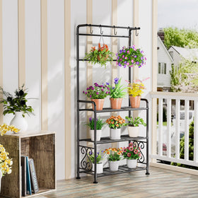 Close-up of rustproof black finish on GIOTORENT plant stand.