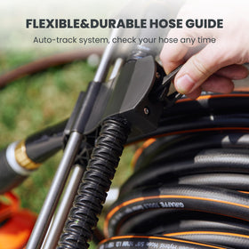 Giraffe Tools 200 ft capacity supports larger gardens and quick watering.