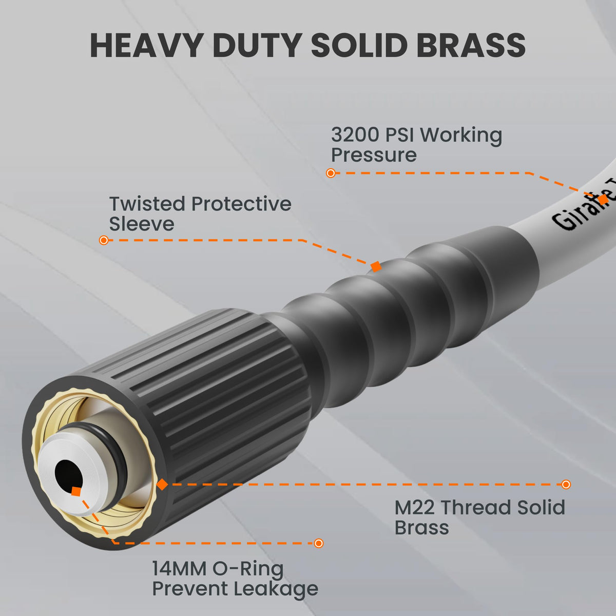 Giraffe Tools 3200 psi hose delivers durable performance on tough outdoor cleanups.