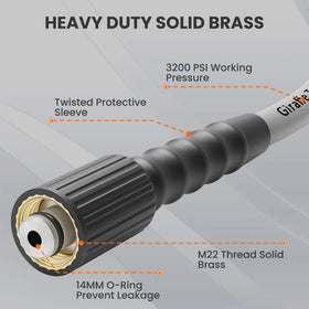 Giraffe Tools 3200 psi hose delivers durable performance on tough outdoor cleanups.