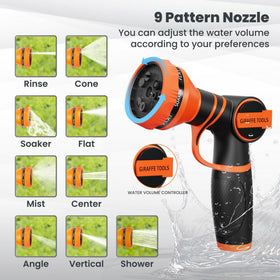Giraffe Tools 9-function spray nozzle ready for multiple tasks.
