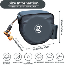 Giraffe Tools AW30 cover back view illustrating weather protection for the reel