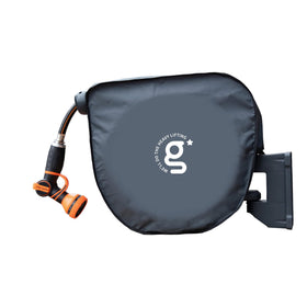 Giraffe Tools AW30 cover front view showing UV-protected, waterproof protection for the hose reel