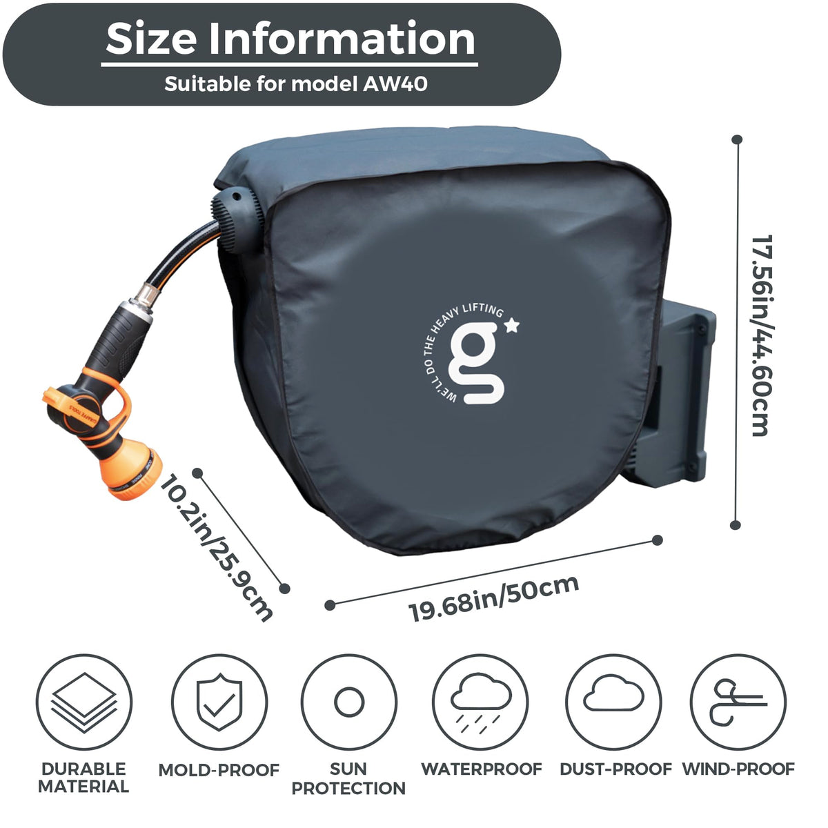 Secure wind-resistant design keeps the hose reel cover in place during windy days.