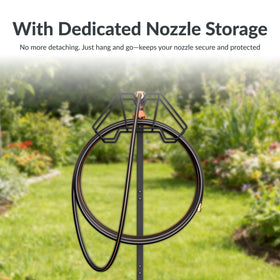Giraffe Tools nozzle storage keeps spray nozzle handy and protected.