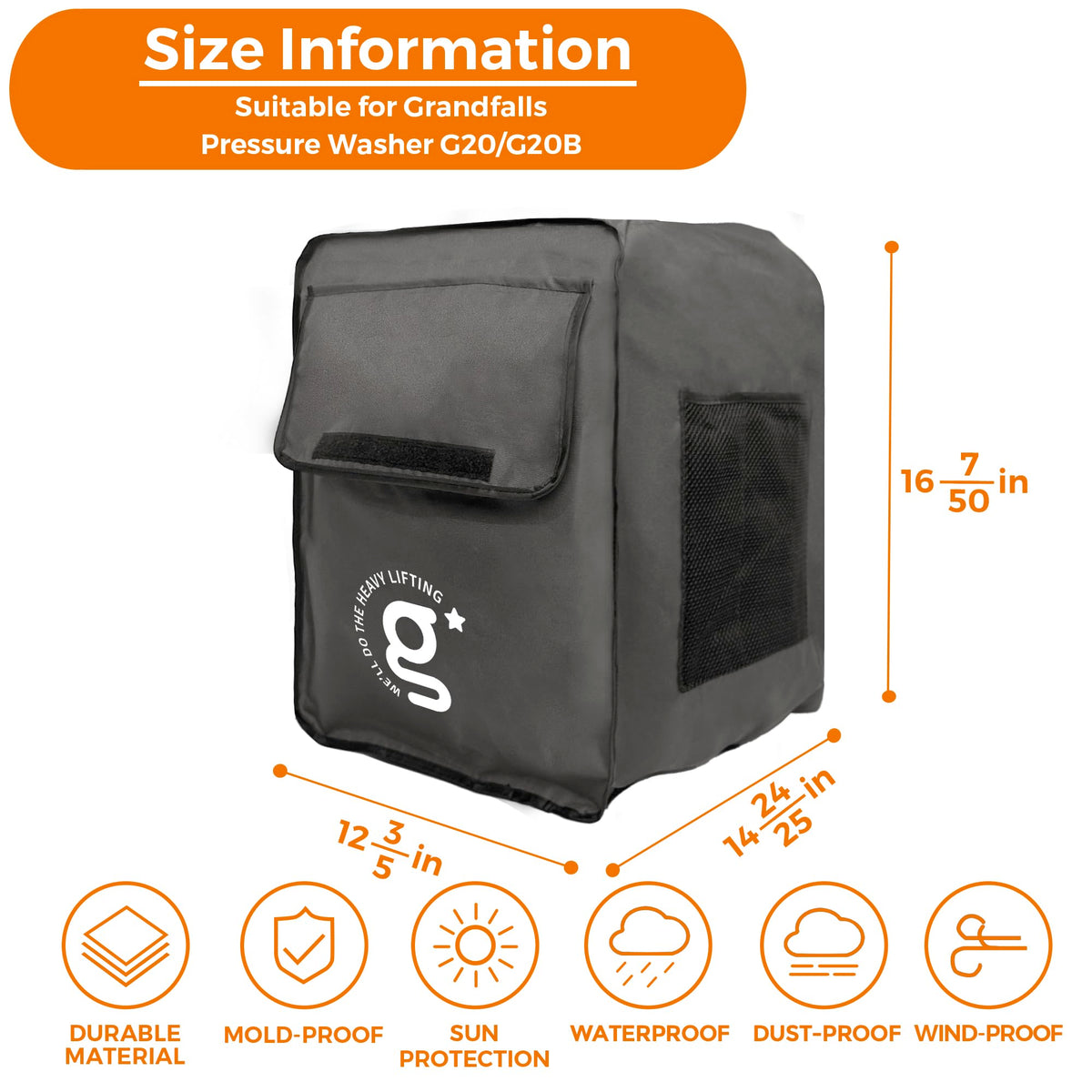 Giraffe Tools G20 cover with side mesh pockets for easy accessory storage