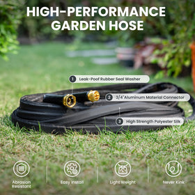 Giraffe Tools garden hose aluminum connector resists leaks and rust