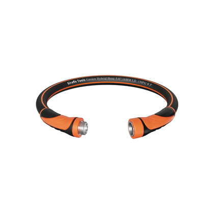 Giraffe Tools garden hose shows hybrid-material construction for lightweight watering tasks.