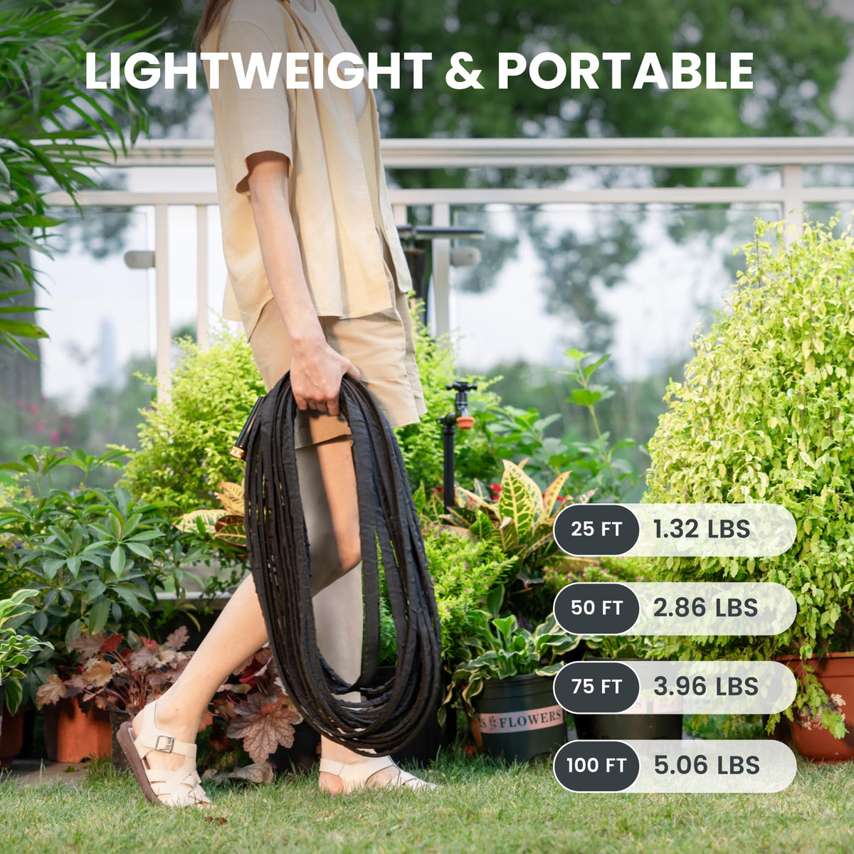 Giraffe Tools lay-flat storage-friendly hose reduces handling effort.
