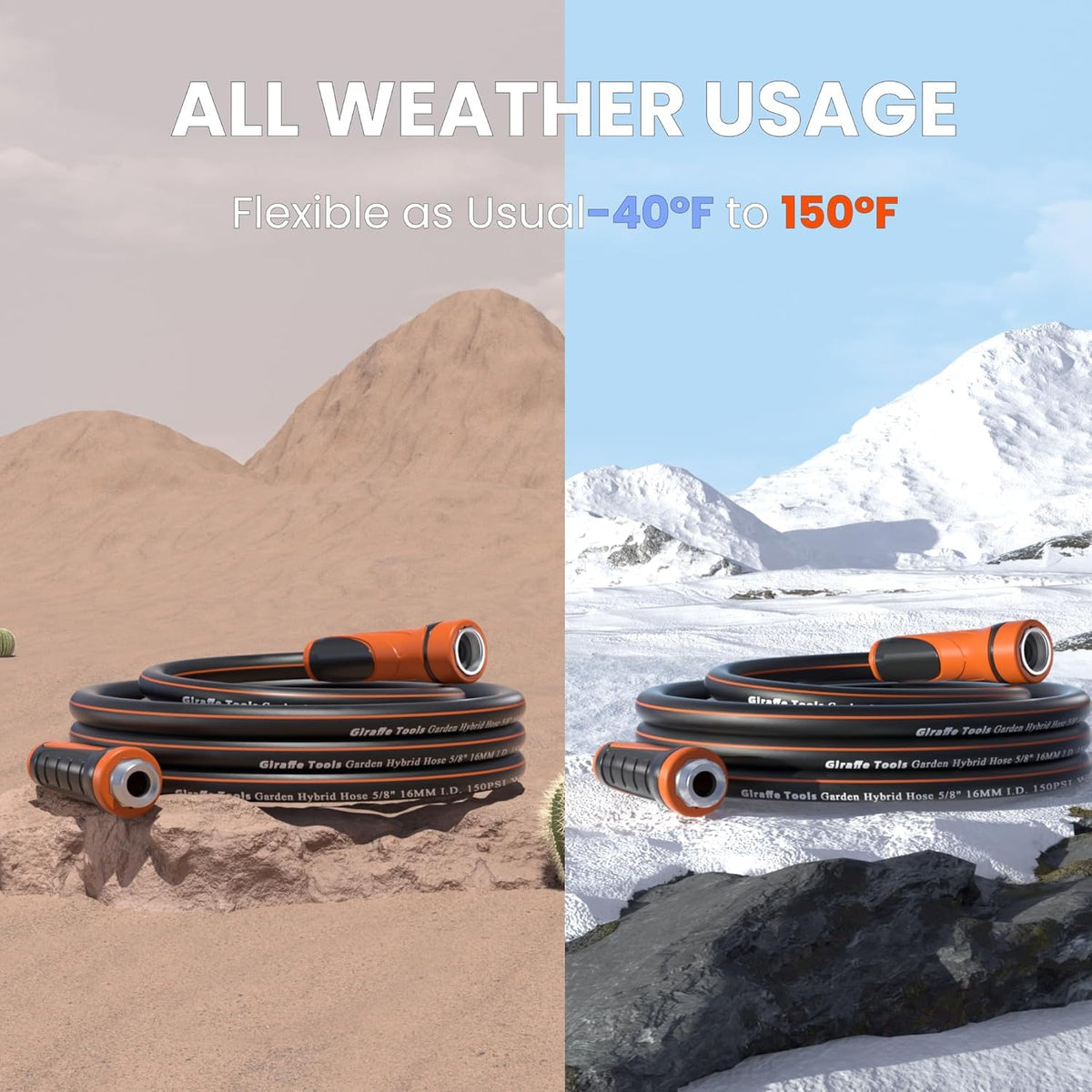 Giraffe Tools hose is lighter than traditional rubber options for easy carry.