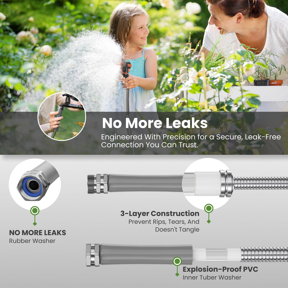 Giraffe Tools leak-proof connectors ensure a tight seal during watering tasks.