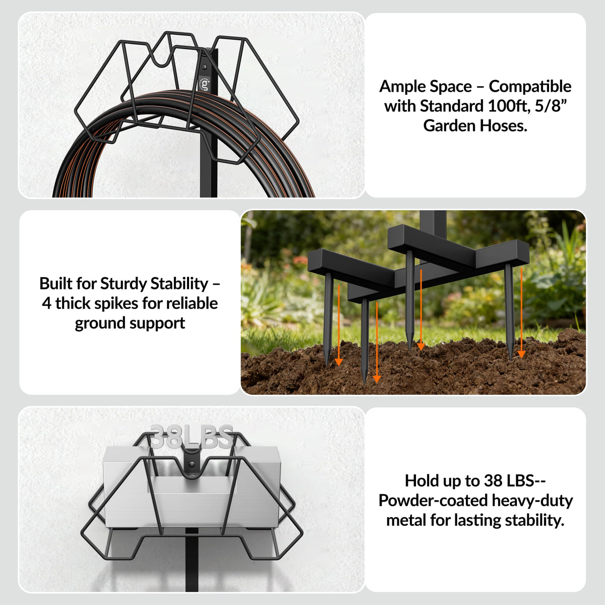 Giraffe Tools metal frame with coated finish resists chipping and cracking.