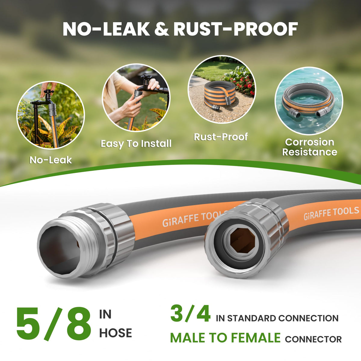 Giraffe Tools no-kink hose maintains smooth lay for effortless watering