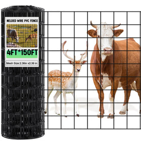 Gisafai 16GA galvanized welded wire fence 4x150 ft black roll for a durable outdoor boundary.