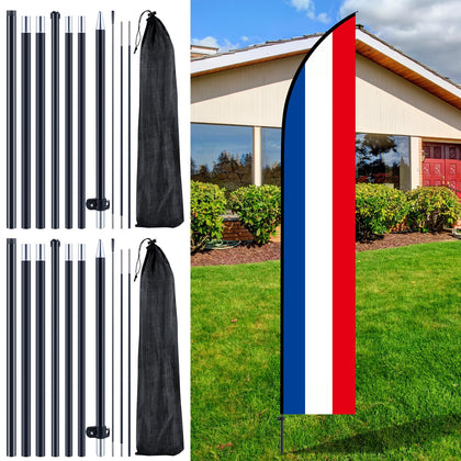Gisafai 2 Sets Feather Flag Pole Kit 12 ft fully assembled for outdoor storefront visibility