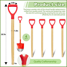 Gisafai 28.7-inch shovel handle with red plastic grip for steady control.
