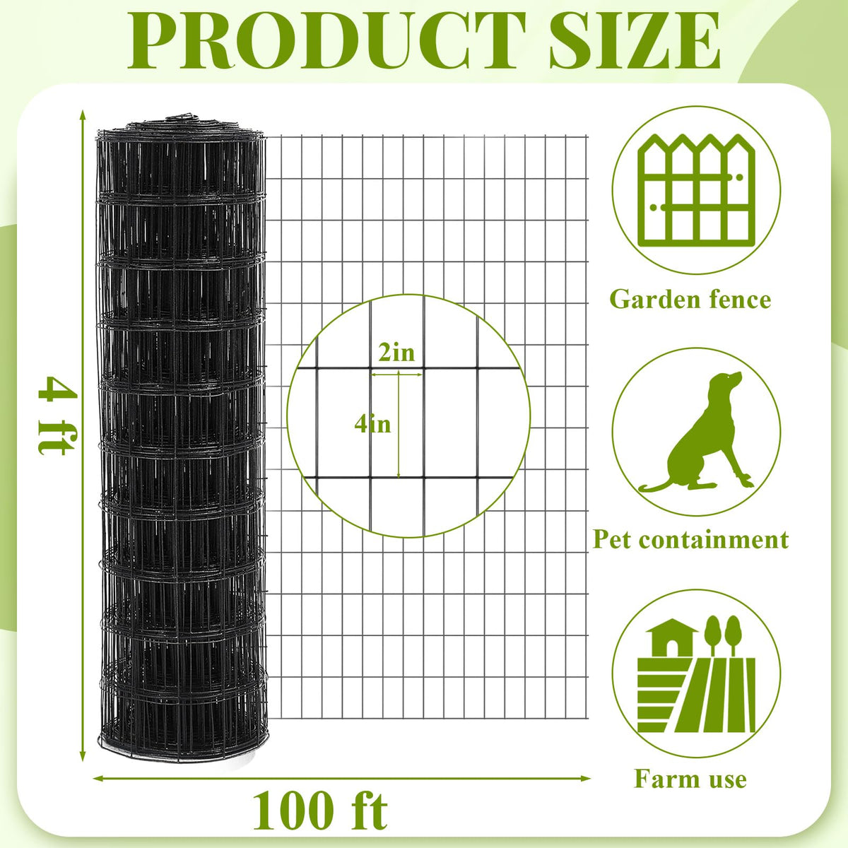 Gisafai 2x4-inch mesh close-up showing sturdy 1.4 mm wire for outdoor use.