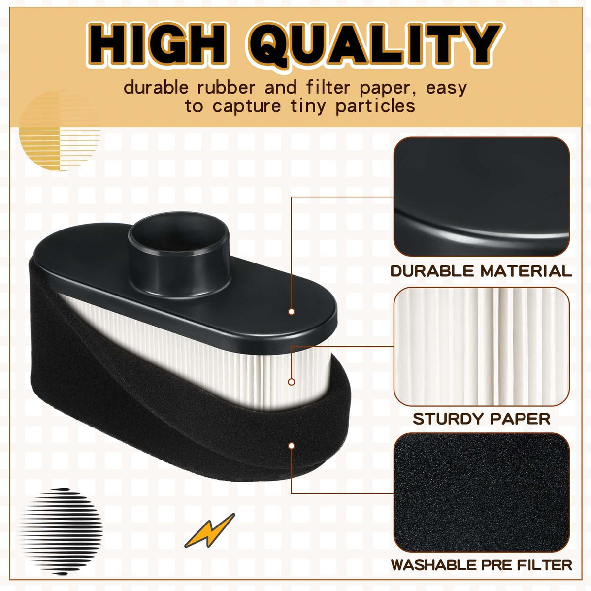 Gisafai air filter with pre-filter compatible with 11013-7047; easy installation.