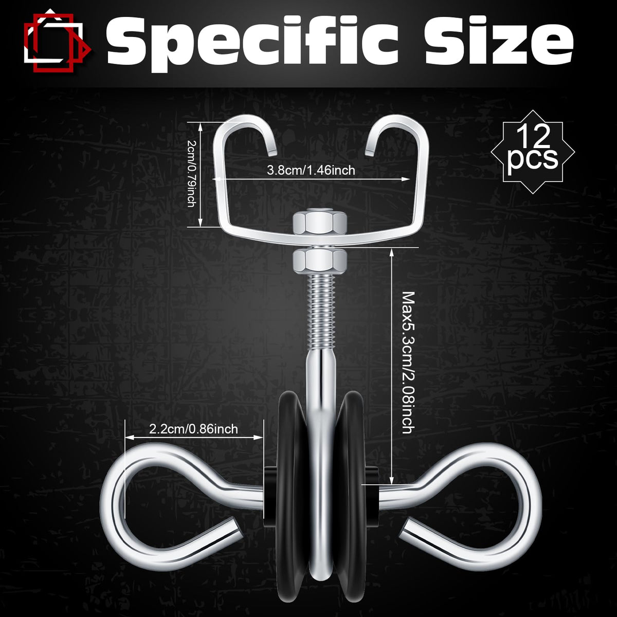 Gisafai double-hook gate hardware with two rings for secure line connections