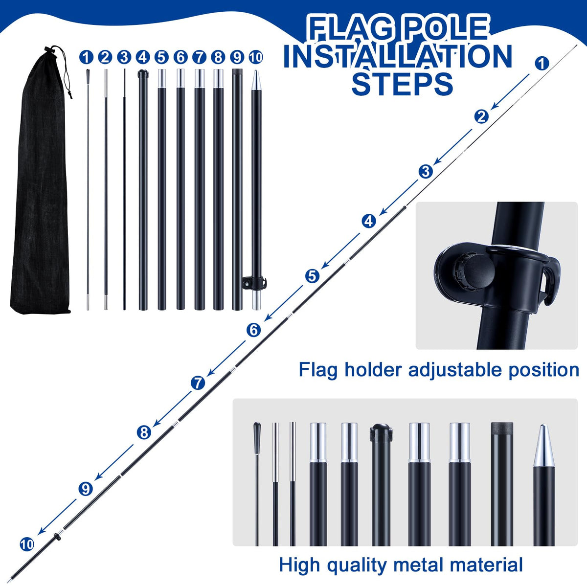 Gisafai flag pole kit carry bag enabling portable setup on location