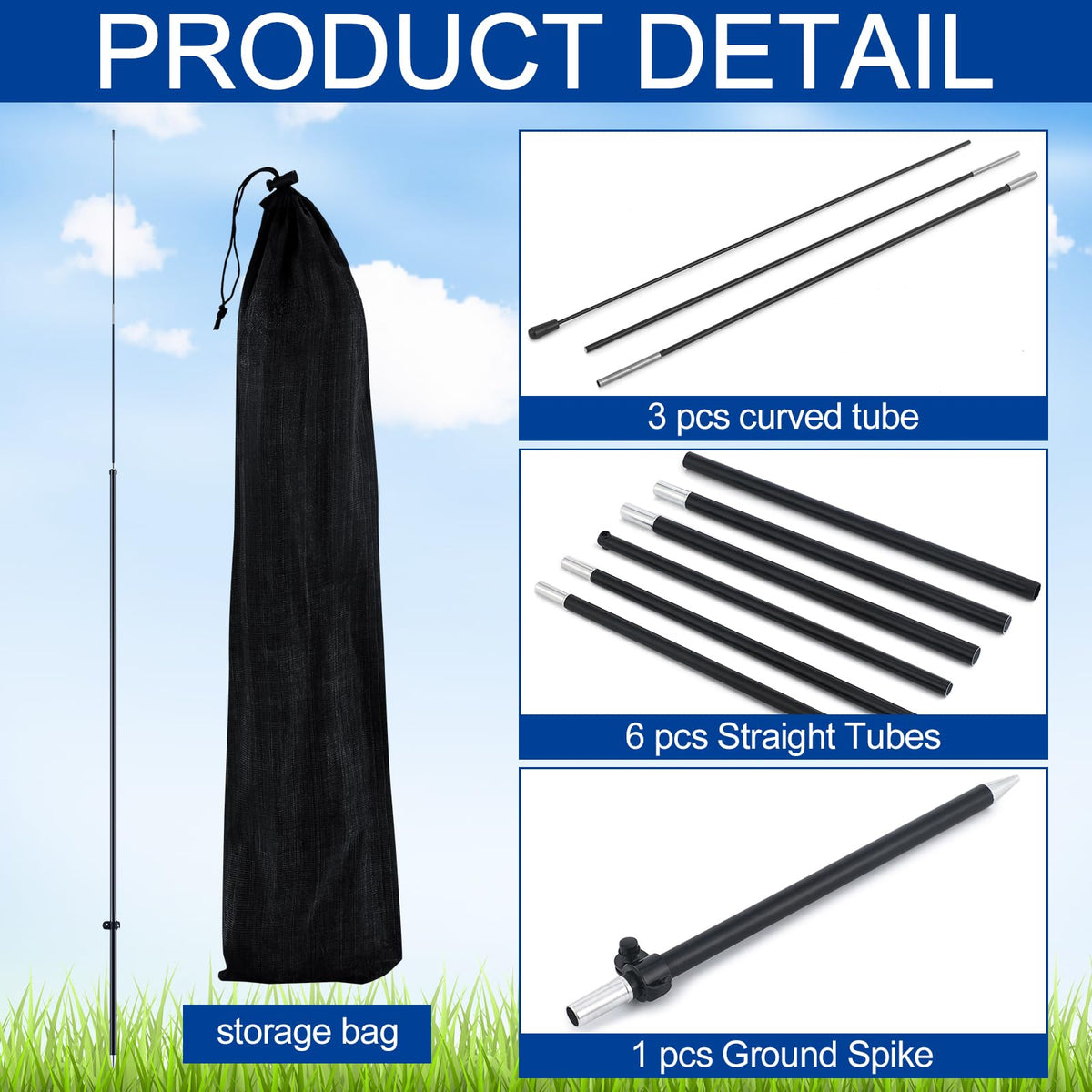 Gisafai flag pole kit ground stake in use for stable outdoor placement