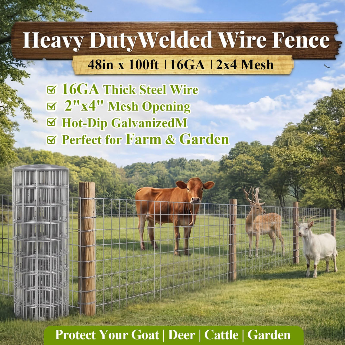 Gisafai galvanized mesh with 2x4 opening secures livestock area