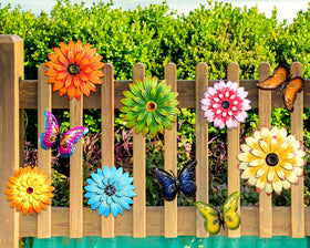 Gisafai metal flowers wall art collection adds vibrant color to outdoor fences