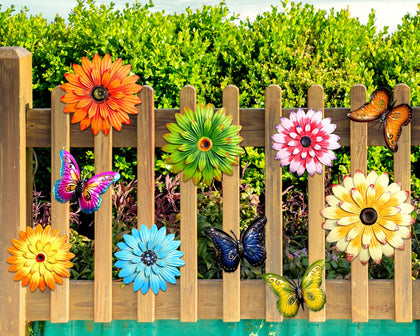 Gisafai metal flowers wall art collection adds vibrant color to outdoor fences