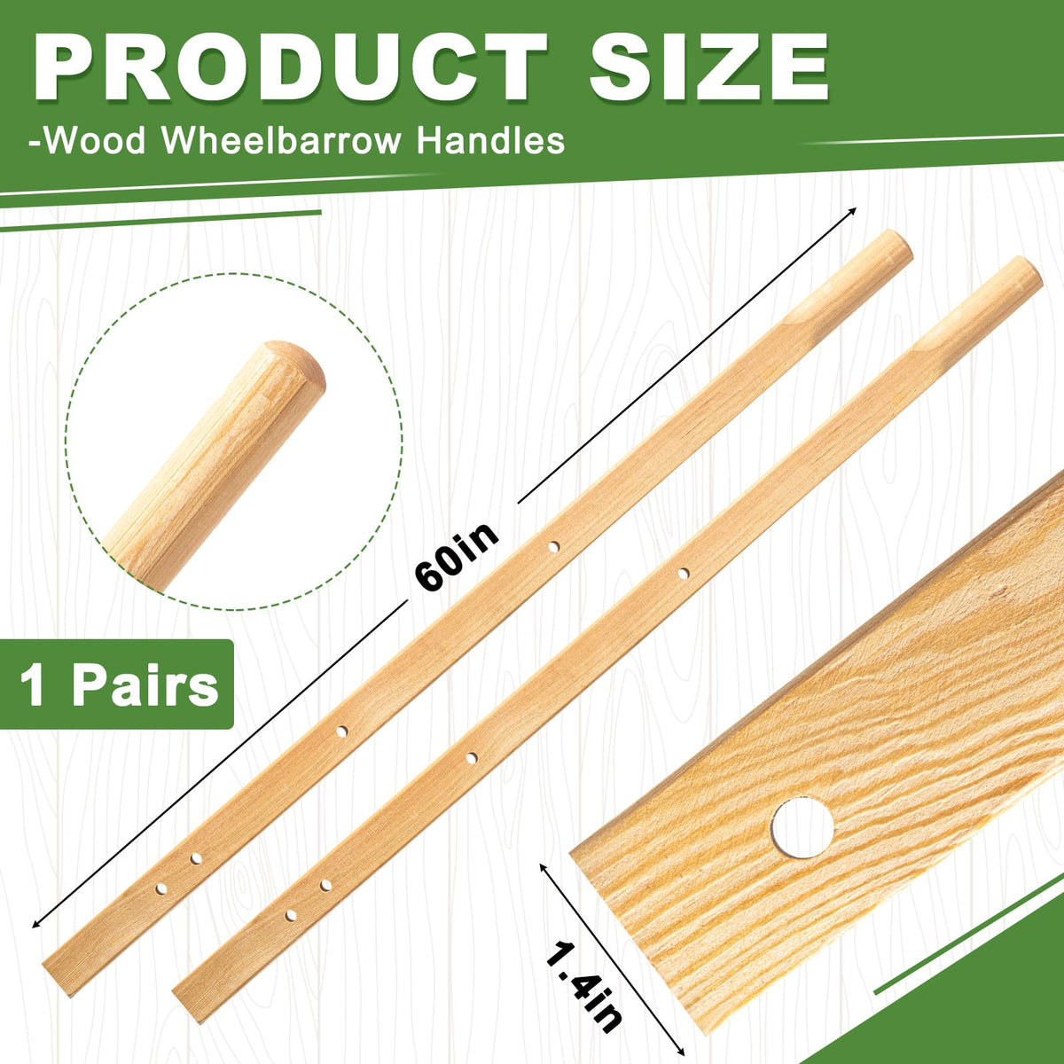 Gisafai pre-drilled wheelbarrow handle holes for quick installation