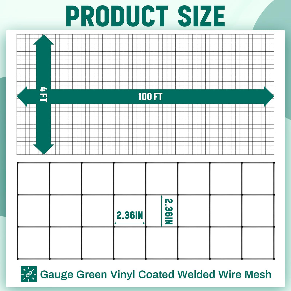 Gisafai PVC-coated welded wire fence with 2.36-inch mesh for small-animal protection.