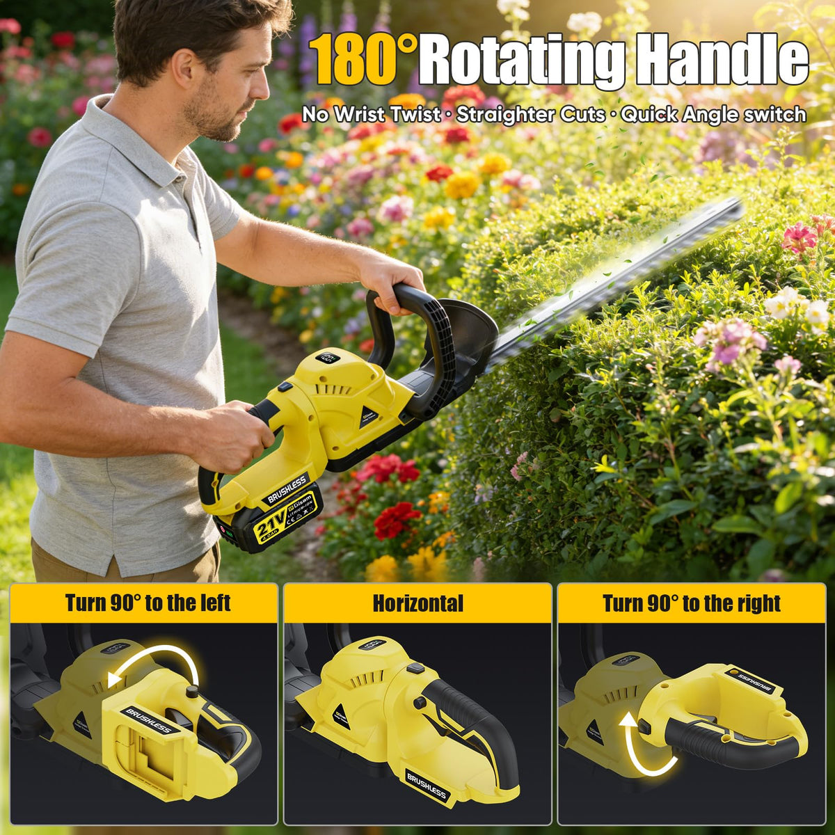 Gisam 180-degree rotating handle enabling vertical and horizontal trimming