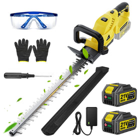 Gisam 22-inch cordless hedge trimmer ready for precise hedge shaping with long blades