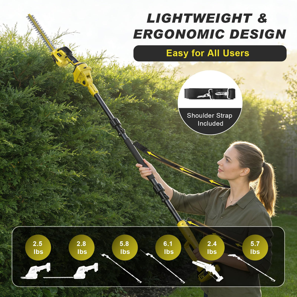 Gisam 16-inch hedge trimmer blade trims dense hedges precisely.
