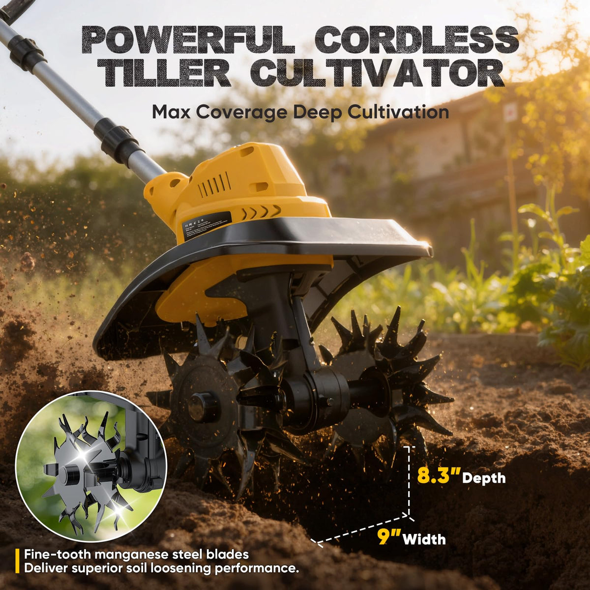 Gisam cordless tiller battery-pack-4-0ah offers extended runtime for larger gardens.
