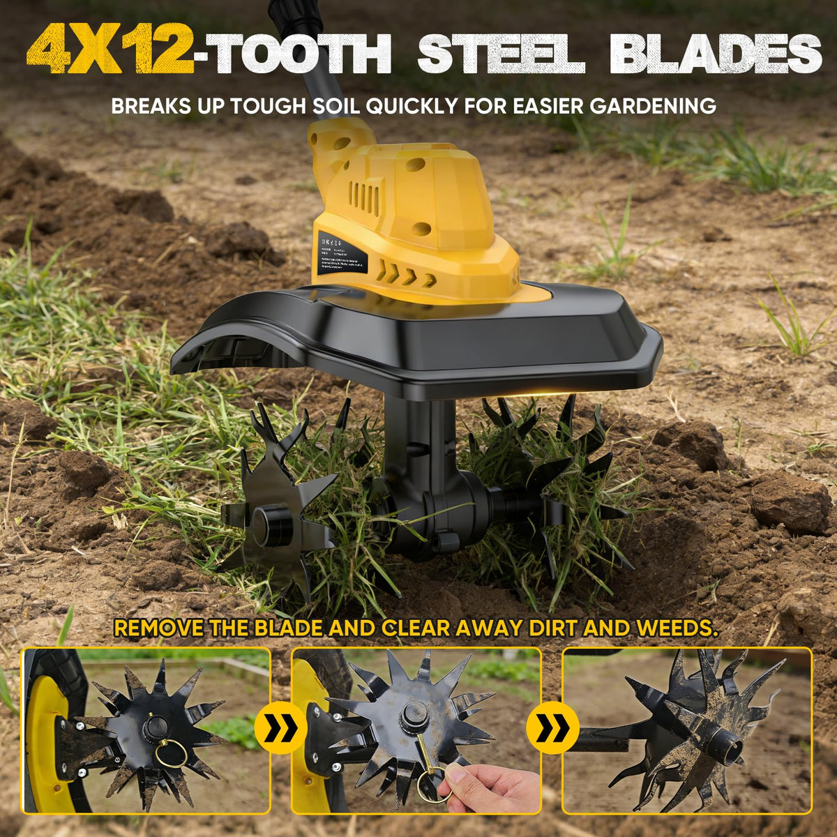 Gisam cordless tiller blades-4x12 deliver durable, efficient tilling.