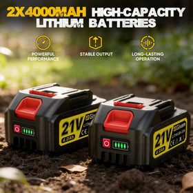 Gisam cordless tiller led-display shows battery status at a glance.