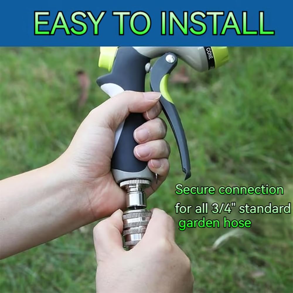 Gitende heavy-duty stainless steel connector ideal for daily garden hose use.