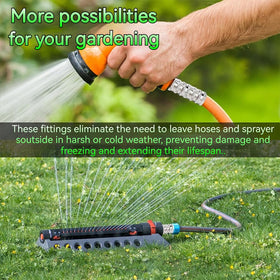 Gitende high-pressure capable fittings support heavy-duty irrigation and sprayer workflows.