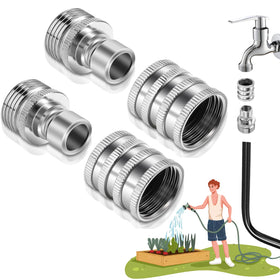 Gitende stainless steel quick connect fittings join garden hoses with a leak-free seal.