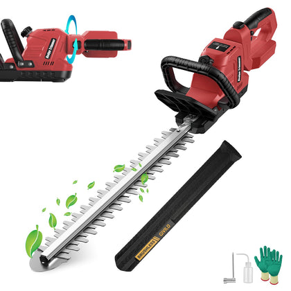 Givilo hedge trimmer with Milwaukee M18 compatibility offering flexible power options.