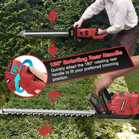 Givilo 180-degree rotatable handle supports horizontal and vertical trimming.