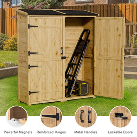 Gizoon fir wood cabinet with rustic finish and durable outdoor design
